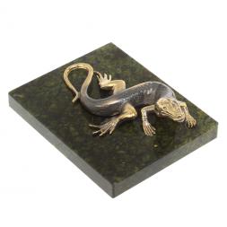 Бронзовая фигурка &amp;quot;Ящерица&amp;quot; из змеевика и бронзы 8х6,5х3 см