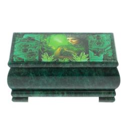 Шкатулка &amp;quot;Хозяйка медной горы. Малахит&amp;quot; из змеевика 16х8х7,5 см