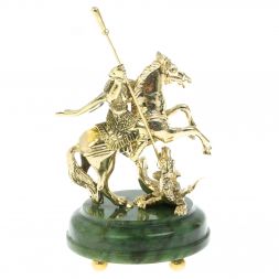 Бронзовая статуэтка &amp;quot;Георгий Победоносец&amp;quot; на нефрите