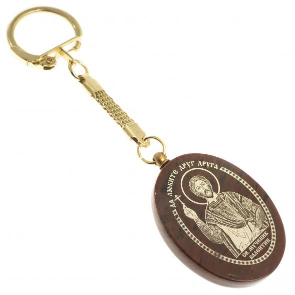 Брелок-оберег с молитвой &amp;quot;Св. Валентин&amp;quot; камень обсидиан 123147