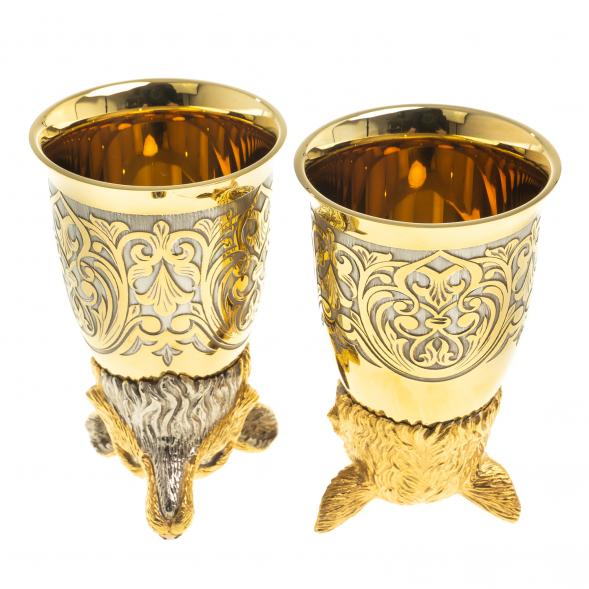 Подарочный набор &amp;quot;Лиса&amp;quot; фляжка и 2 стопки перевертыша Златоуст 123695