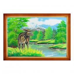 Картина &amp;quot;Лось&amp;quot; багет дерево 46х66 см, каменная крошка
