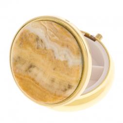 Таблетница на 3 отделения камень оникс цвет золото