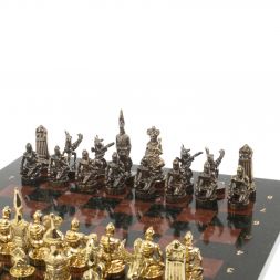 Шахматы &amp;quot;Шахерезада&amp;quot; доска 40х40 см лемезит змеевик