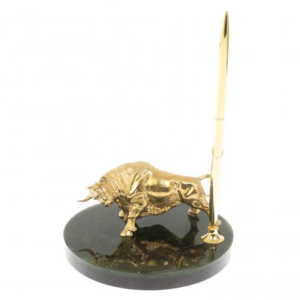 Статуэтка &amp;quot;Бык&amp;quot; с подставкой под ручку на нефрите 13х13х22 см 129925