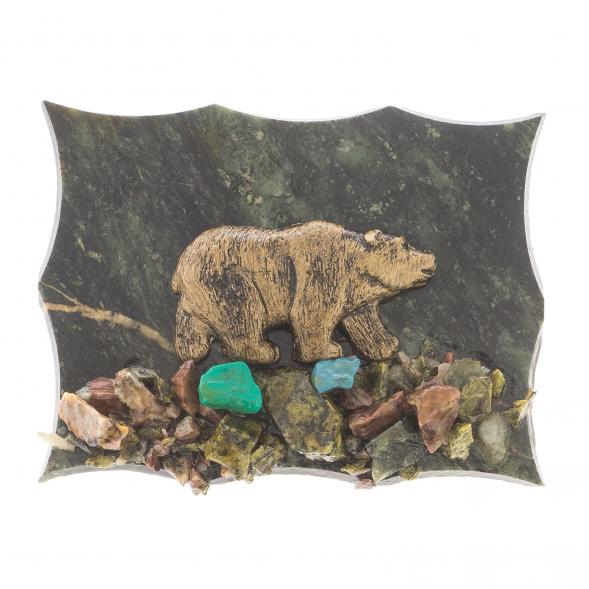 Магнит &amp;quot;Медведь&amp;quot; камень змеевик 122277