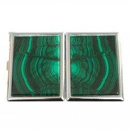 Портсигар на 10 сигарет с зажигалкой камень малахит