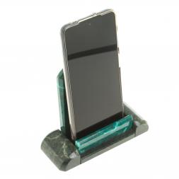 Подставка для телефона из темно-зеленого змеевика