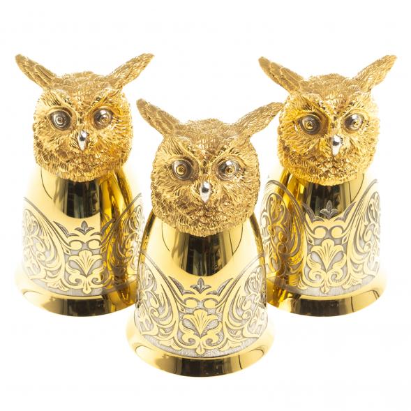 Подарочный набор &amp;quot;Филин&amp;quot; тарелка и 3 стопки перевертыша Златоуст 123696