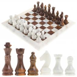 Шахматы из оникса и мрамора &amp;quot;Европейские&amp;quot; доска 30х30 см