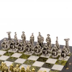 Шахматы &amp;quot;Царь Леонид&amp;quot; доска 28х28 см змеевик мрамор