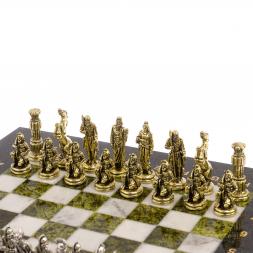 Шахматы &amp;quot;Царь Леонид&amp;quot; доска 28х28 см змеевик мрамор
