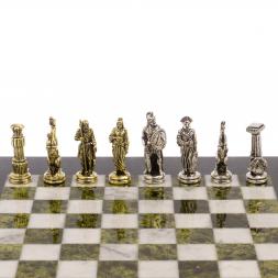 Шахматы &amp;quot;Царь Леонид&amp;quot; доска 28х28 см змеевик мрамор