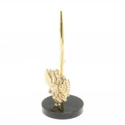 Подставка под ручку с Гербом РФ из нефрита и бронзы