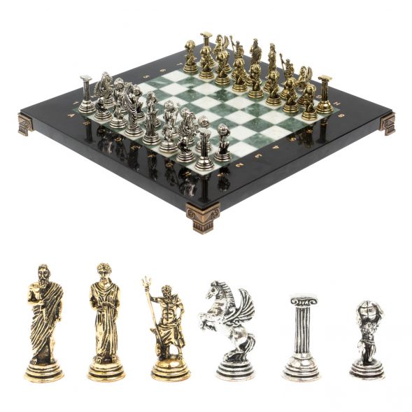 Шахматы настольные &amp;quot;Атлас&amp;quot; из мрамора и змеевика 28х28 см 127738