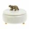 Шкатулка круглая "Медведь" из белого мрамора 15х15х11 см