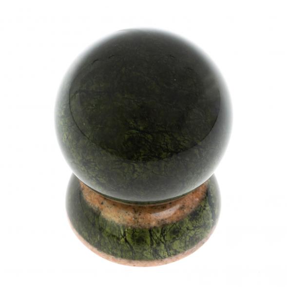 Шар на подставке 9,5 см из змеевика и розового мрамора 128809