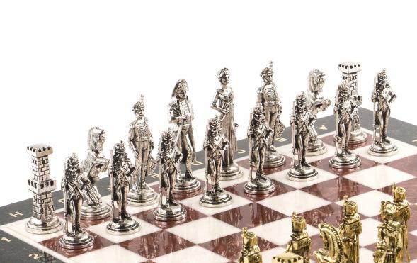 Шахматы &amp;quot;Отечественная война 1812 г.&amp;quot; доска 40х40 см мрамор лемезит 120680