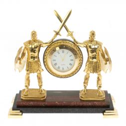 Часы "Гладиаторы" из яшмы и долерита 16,5х7х16,5 см