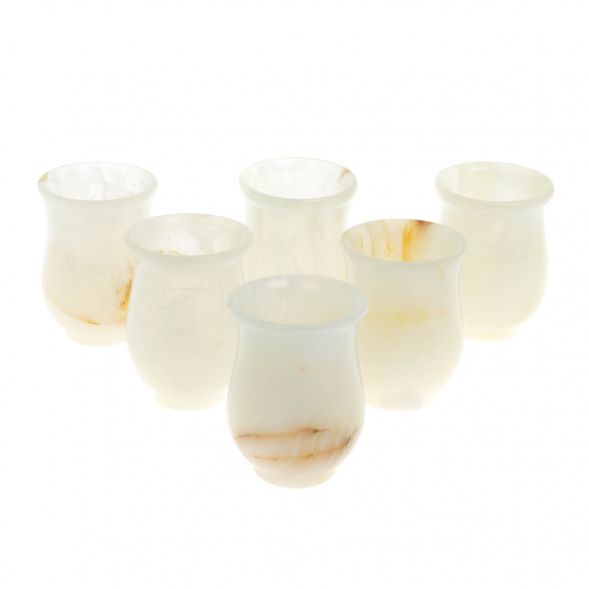 Стопки для виски 60 мл набор 6 шт из белого оникса 5,2х7 см в коробке (2х3) 129340