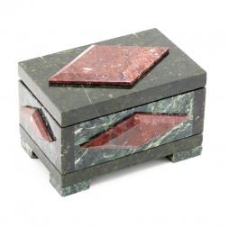 Шкатулка &amp;quot;Ромб&amp;quot; малый змеевик креноид 14,5х9х8 см