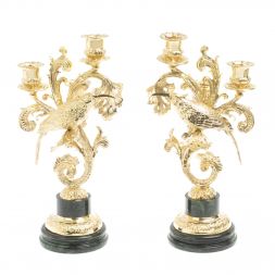 Подсвечники "Колибри" из шабровского змеевика