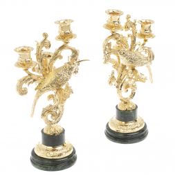 Подсвечники "Колибри" из шабровского змеевика