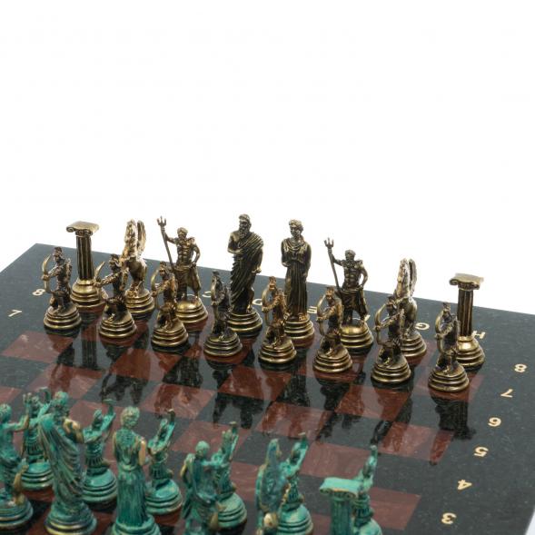 Шахматы &amp;quot;Римские лучники&amp;quot; фигуры бронза / патина 28х28 см из лемезита 128201