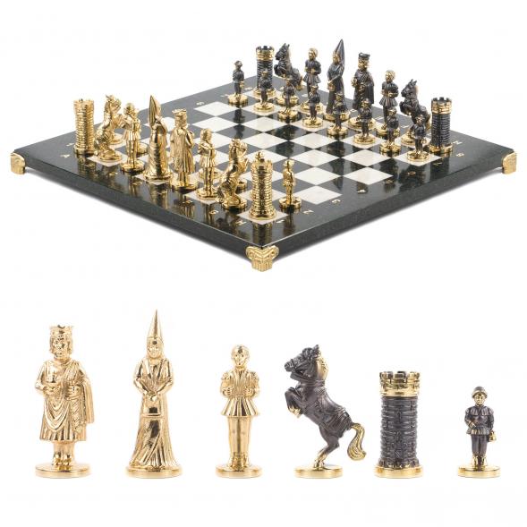 Шахматы &amp;quot;Камелот&amp;quot; бронза мрамор змеевик 40х40 см 119983