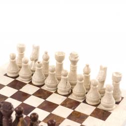 Шахматы из камня "Европейские" доска 30х30 см оникс мрамор