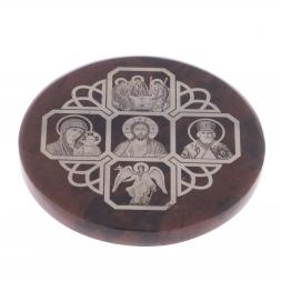 Икона в автомобиль &amp;quot;Иконостас&amp;quot; обсидиан коричневый 47 мм