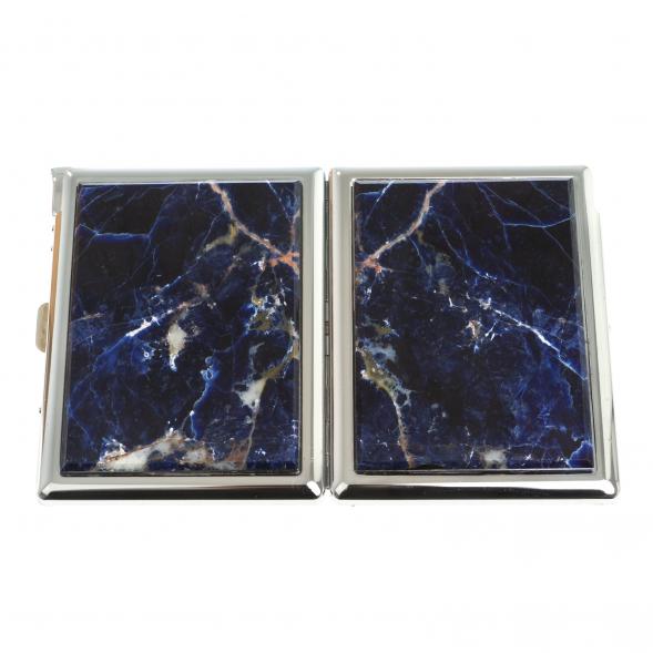 Портсигар на 10 сигарет с зажигалкой камень содалит 123425