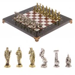 Шахматы "Царь Леонид" доска 28х28 см лемезит мрамор