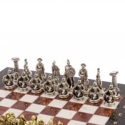 Шахматы "Царь Леонид" доска 28х28 см лемезит мрамор