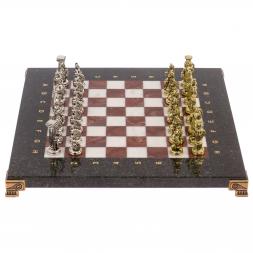Шахматы "Царь Леонид" доска 28х28 см лемезит мрамор
