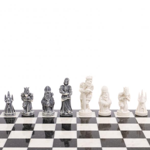 Шахматы &amp;quot;Средневековье&amp;quot; доска 40х40 см белый мрамор змеевик 126486