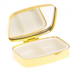 Таблетница на 2 отделения камень голубой апатит цвет золото