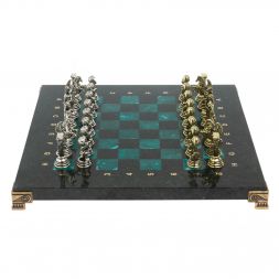 Настольные шахматы "Атлас" из змеевика 28х28 см