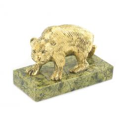 Статуэтка "Медведь худой" бронза змеевик