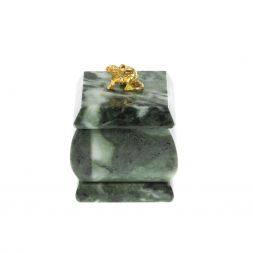 Шкатулка &amp;quot;Мышка&amp;quot; из шабровского змеевика 4,5х4,5х6 см