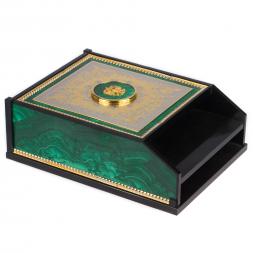 Лоток для бумаг А4 камень малахит Златоуст