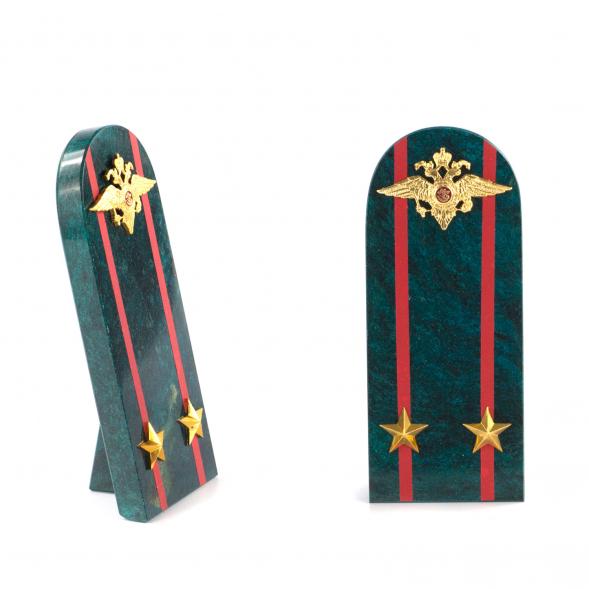 Сувенир &amp;quot;Погон Подполковник МВД&amp;quot; камень змеевик 121382