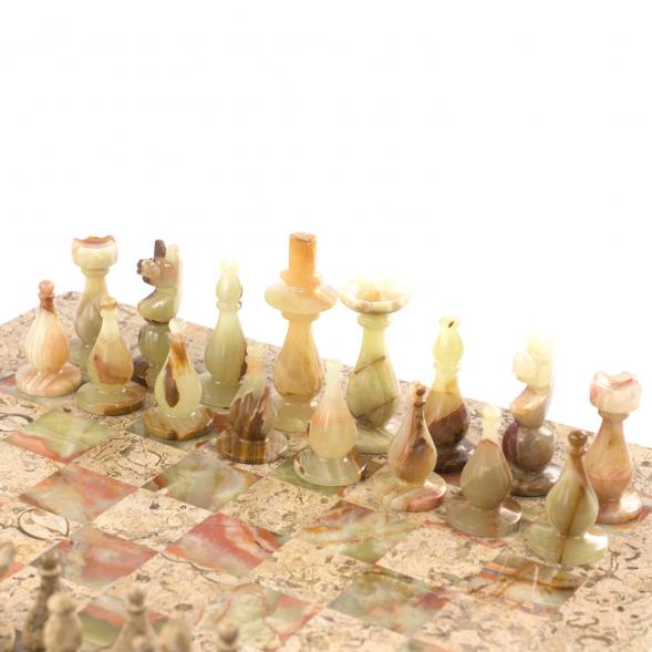 Каменные шахматы из оникса &amp;quot;Игрок&amp;quot; доска 38х38 см 121664