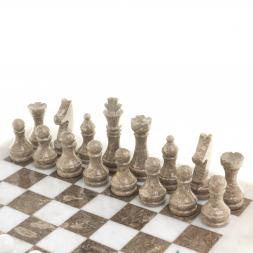 Шахматы &amp;quot;Битва&amp;quot; мрамор, серый ракушечник доска 30х30 см