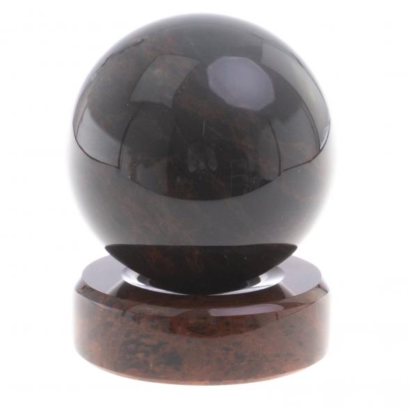 Шар из обсидиана 7 см коричневый на подставке 124367