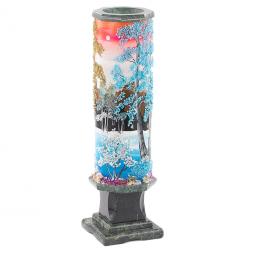 Декоративная ваза из камня "Зима" рисунок из каменной крошки 8х8х29 см