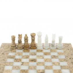 Шахматы &amp;quot;Сувенирные&amp;quot; из ракушечника и белого мрамора доска 20х20 см