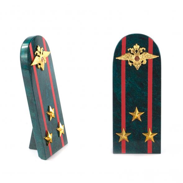 Сувенир &amp;quot;Погон Полковник МВД&amp;quot; камень змеевик 121383