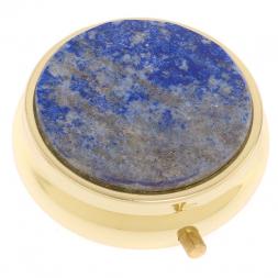 Таблетница на 3 отделения камень лазурит афганский цвет золото