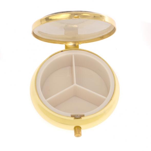 Таблетница на 3 отделения камень лазурит афганский цвет золото 125976